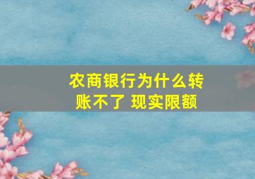 农商银行为什么转账不了 现实限额